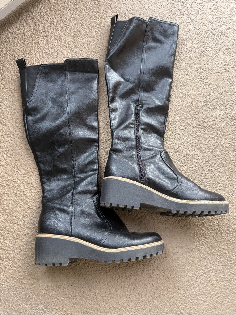 Dolce Vita Black Knee-High Lug Sole Boots